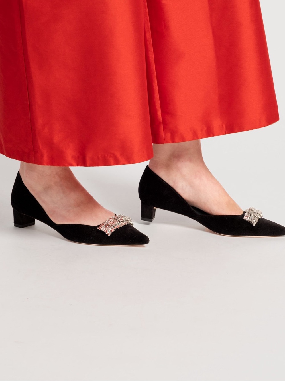 Francis Valentine Black Suede Crystal Embellished D’Orsay Flats Size 8.5B - Picture 10 of 10